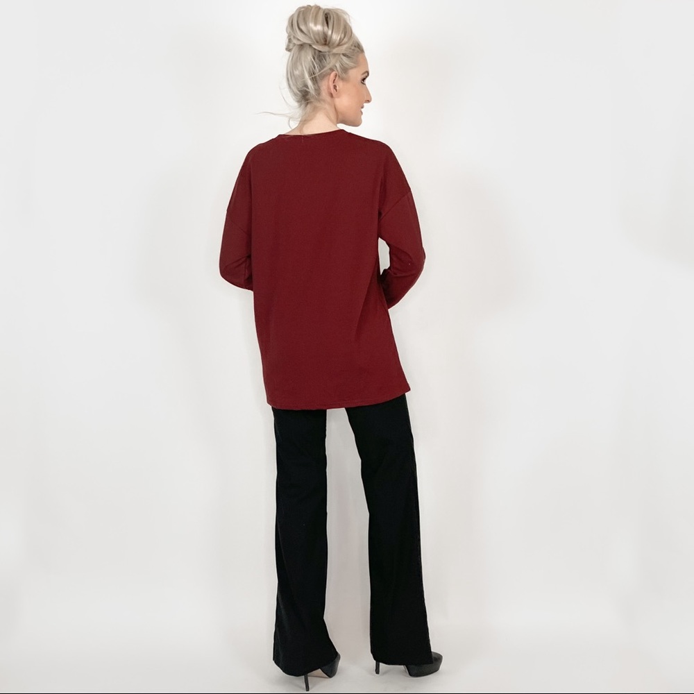 Burgundy Red Oversized Sweater Very J - Picture 4 of 8